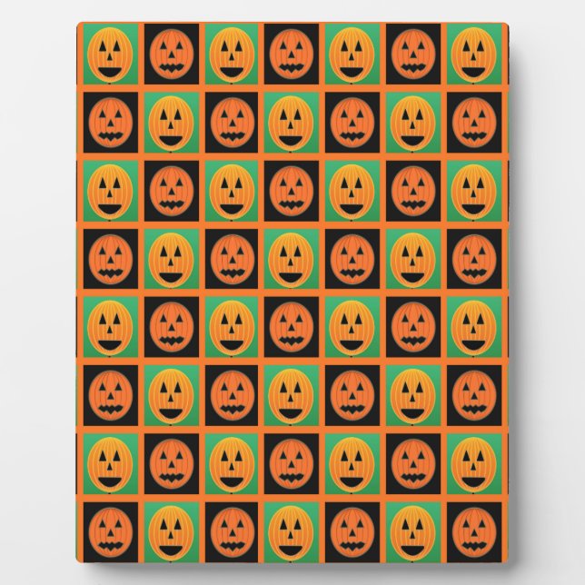 Happy Halloween pumpkin faces Plaque (Front)