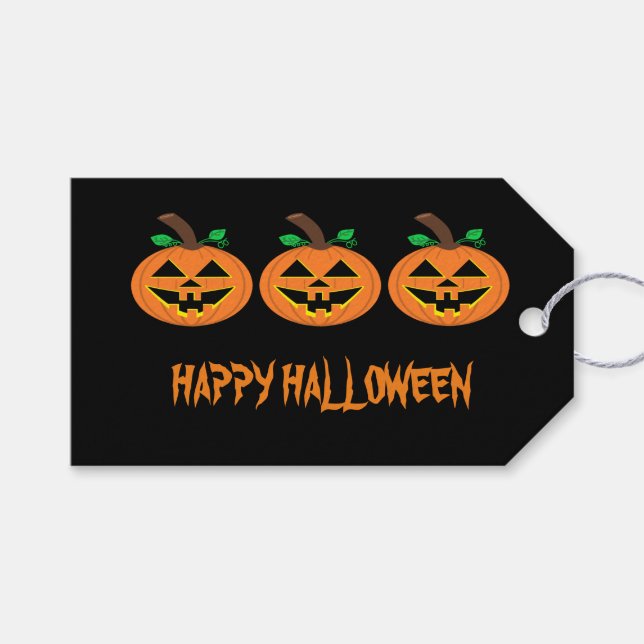 Happy Halloween Pumpkin Gift Tag (Front (Horizontal))