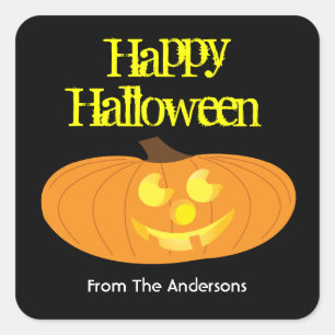 Happy Halloween pumpkin gift tag sticker
