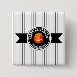 Happy Halloween Pumpkin ID212 15 Cm Square Badge