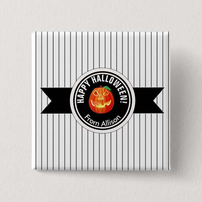 Happy Halloween Pumpkin ID212 15 Cm Square Badge (Front)