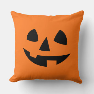 Happy Halloween pumpkin isolated funny smile icon Cushion