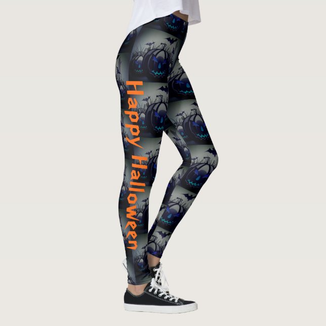 Happy Halloween Pumpkin Jack O Lantern Party Leggings (Right)