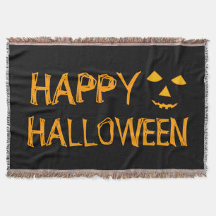 Happy Halloween Pumpkin Jack o Lanterns Halloween Throw Blanket