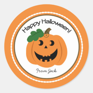 Happy Halloween Pumpkin Jackolantern Favour Sticke Classic Round Sticker