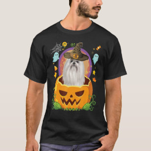 Happy Halloween Pumpkin Maltese Dog Witch Cute Hat T-Shirt