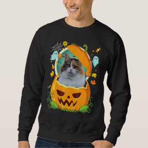 Happy Halloween Pumpkin Manx Cat Witch Cute Hat H Sweatshirt