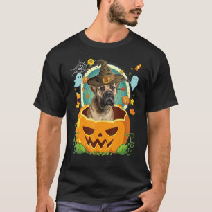 Happy Halloween Pumpkin Mastiff Dog Witch Cute Hat T-Shirt