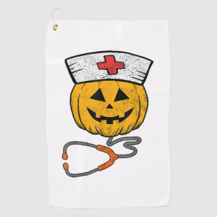 Happy Halloween Pumpkin Nurse Nursing Funny Hallow Golf Towel