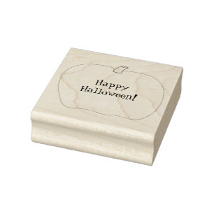 Happy Halloween Pumpkin Outline Rubber Stamps