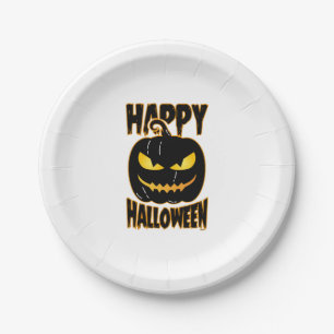 Happy Halloween Pumpkin Paper Plate