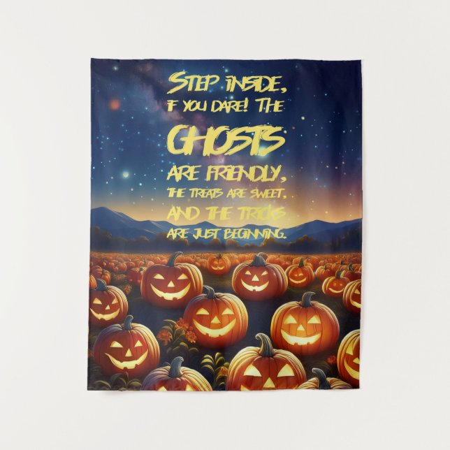 Happy Halloween Pumpkin Patch Greetings Tapestry (Front)
