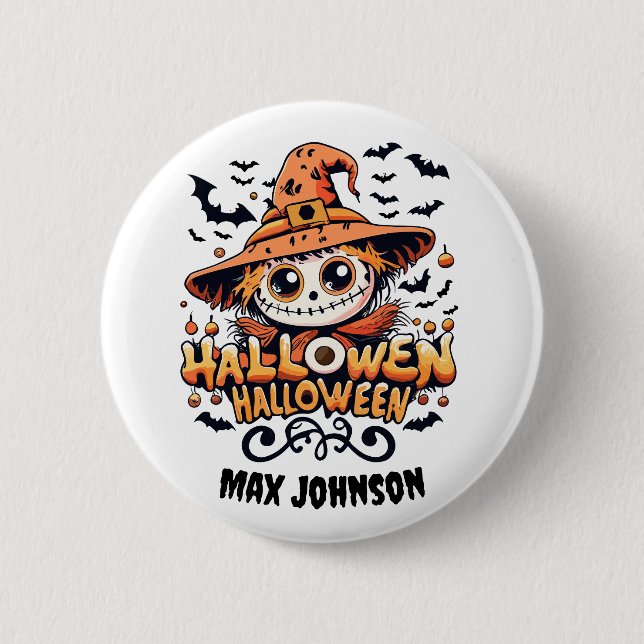 Happy Halloween - Pumpkin Patch Orange Black 6 Cm Round Badge (Front)