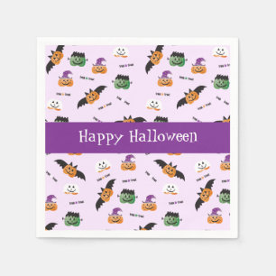Happy Halloween Pumpkin Pattern Purple Napkin