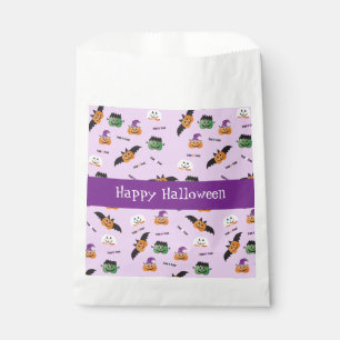Happy Halloween Pumpkin Pattern Purple Napkins Favour Bags