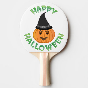 "HAPPY HALLOWEEN" PUMPKIN PING PONG PADDLE