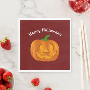 Happy Halloween Pumpkin Red Napkin