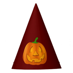 Happy Halloween Pumpkin Red Paper Party Hat