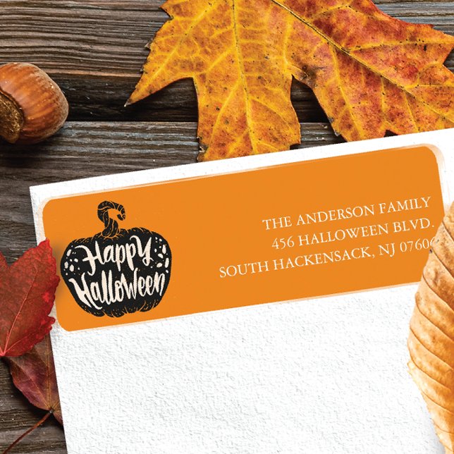 Happy Halloween Pumpkin Return Address Label (Creator Uploaded)
