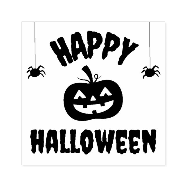 Happy Halloween Pumpkin Rubber Stamp (Imprint)