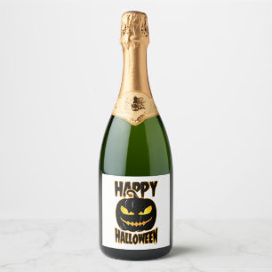 Happy Halloween Pumpkin Sparkling Wine Label