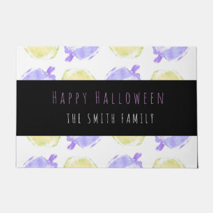 Happy Halloween Pumpkin Stamps Pattern Name Doormat