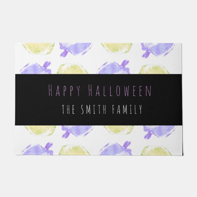 Happy Halloween Pumpkin Stamps Pattern Name  Doormat (Front)