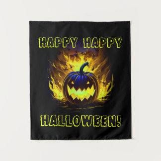 Happy Halloween Pumpkin Tapestry