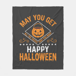 Happy Halloween Pumpkin Treats Vector Design Fleece Blanket