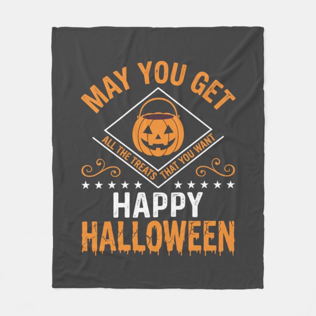 Happy Halloween Pumpkin Treats Vector Design Fleece Blanket (Front)