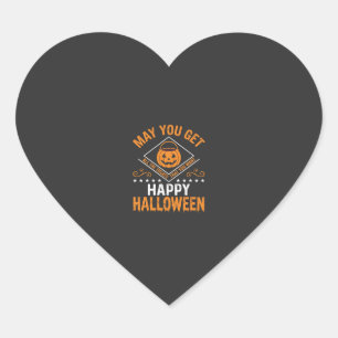 Happy Halloween Pumpkin Treats Vector Design Heart Sticker