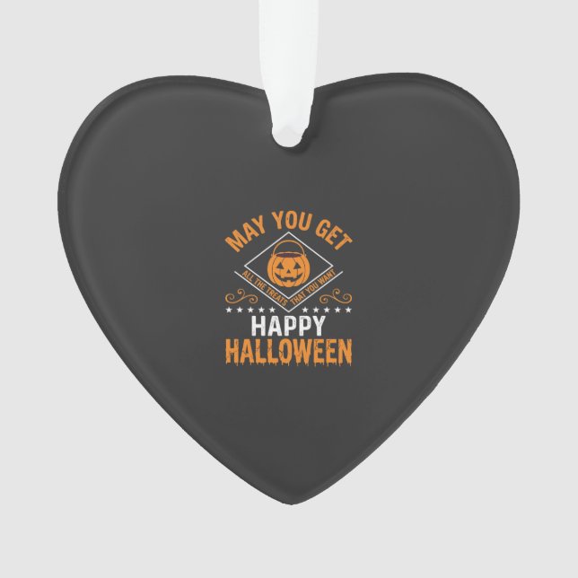 Happy Halloween Pumpkin Treats Vector Design Ornament (Front)