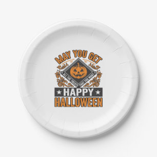 Happy Halloween Pumpkin Treats Vintage Paper Plate