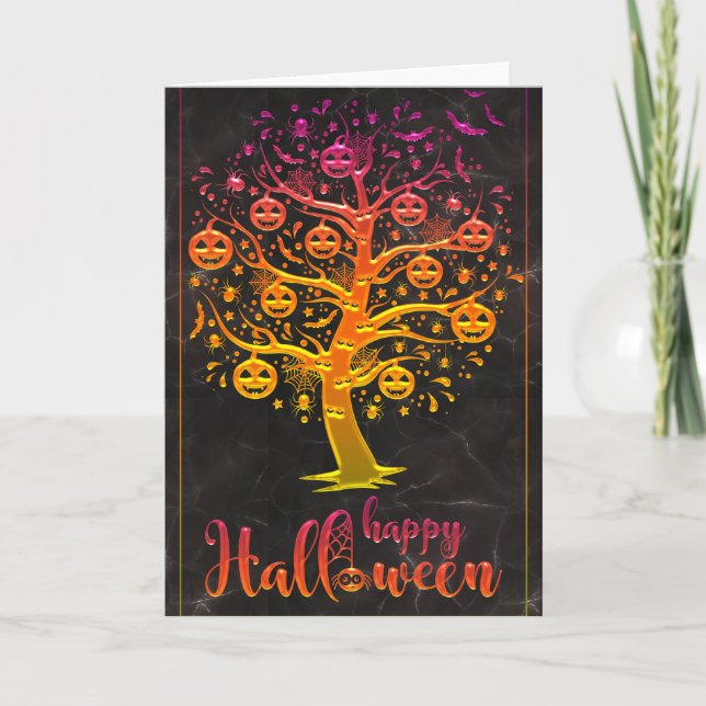 Happy Halloween Pumpkin Tree Card (Front)