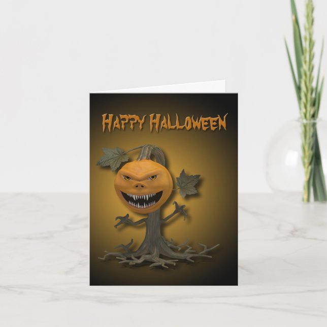 Happy Halloween Pumpkin Tree Card (Front)