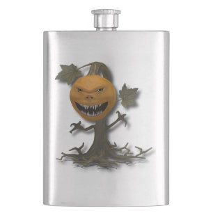 Happy Halloween Pumpkin Tree Hip Flask