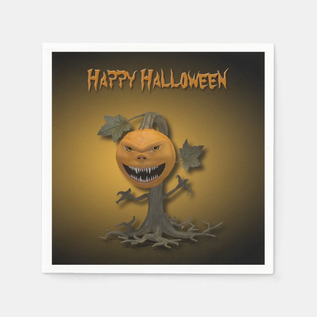 Happy Halloween Pumpkin Tree Napkin (Front)