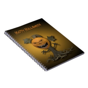 Happy Halloween Pumpkin Tree Spiral Notebook