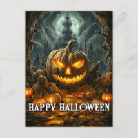 Happy Halloween Pumpkin Under the Moonlight