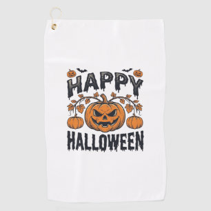 Happy Halloween Pumpkin Vintage Engraving Design_1 Golf Towel