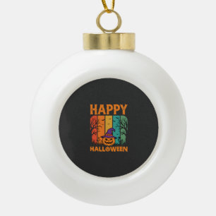 Happy Halloween Pumpkin Vintage Vector Ceramic Ball Christmas Ornament