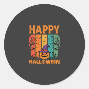 Happy Halloween Pumpkin Vintage Vector Classic Round Sticker