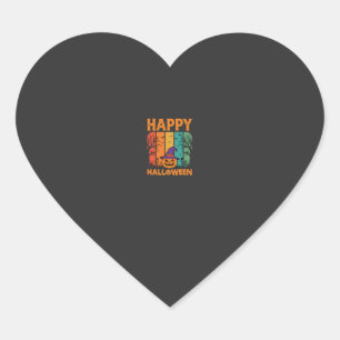 Happy Halloween Pumpkin Vintage Vector Heart Sticker