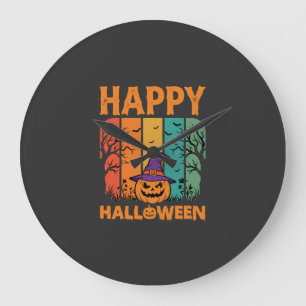 Happy Halloween Pumpkin Vintage Vector Large Clock