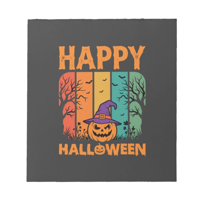 Happy Halloween Pumpkin Vintage Vector Notepad (Front)