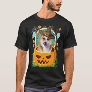 Happy Halloween Pumpkin Welsh Corgi Dog Witch Cute T-Shirt