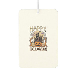 Happy Halloween Pumpkin Witch Hat Haunted Castle M Car Air Freshener