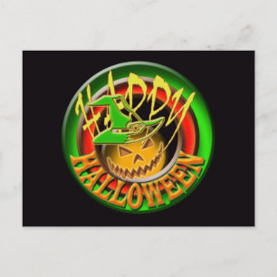Happy Halloween pumpkin witch postcard (customise)