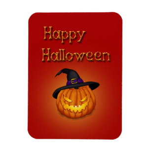 Happy Halloween Pumpkin with Hat Magnet