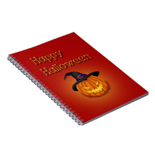 Happy Halloween Pumpkin with Hat Spiral Notebook